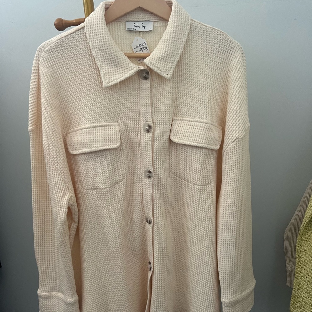 Sadie & Sage Cream Waffle Knit Top